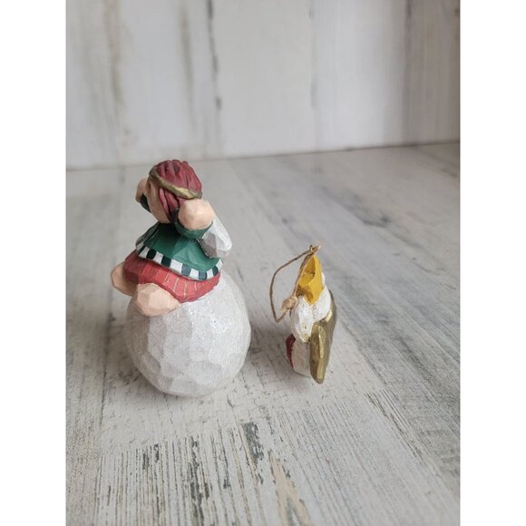 Vintage Eddie Walker Angel snow snowman cherub set figure ornament Xmas - Picture 5 of 6